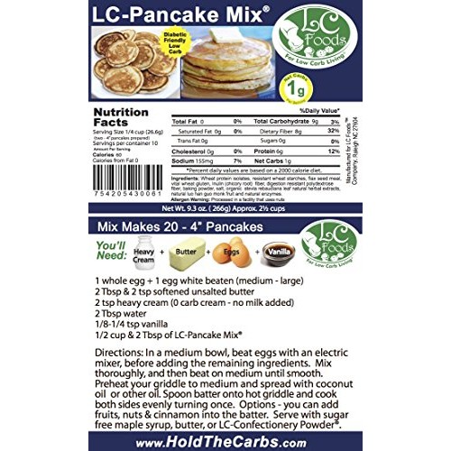 Low Carb Pancake Mix - Lc Foods - All Natural - No Sugar - Diabe