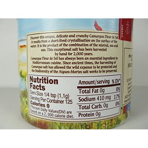 Fleur De Sel De Camargue French Sea Salt 125 G 4.4 Oz, Six