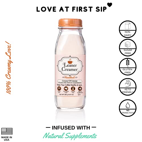 Leaner Creamer Hazelnut Coffee Creamer Powder 9.87Oz. Perfect Co