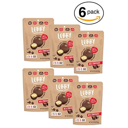 Lebby Chickpea Snacks, Milk Chocolate, 3.5 oz, 6 pack Gluten Fre...