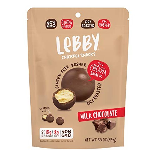 Lebby Chickpea Snacks, Milk Chocolate, 3.5 oz, 6 pack Gluten Fre...