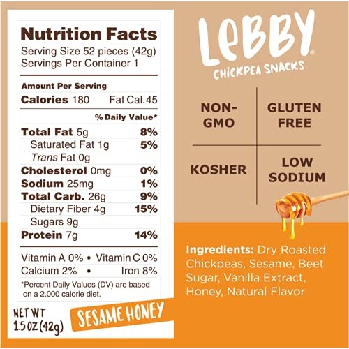 LEBBY SNACKS Healthy Sweet Snack Variety Pack. Dry Roasted Chick...