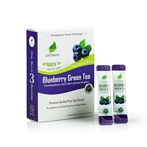 Blueberry Green Instant Tea on the Go LeCharm 100% Natural Tea E...