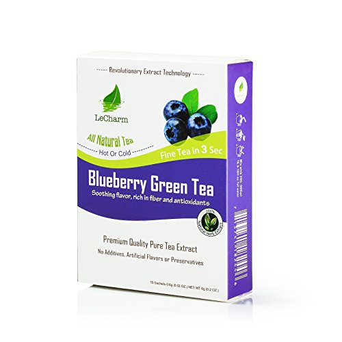Blueberry Green Instant Tea on the Go LeCharm 100% Natural Tea E...