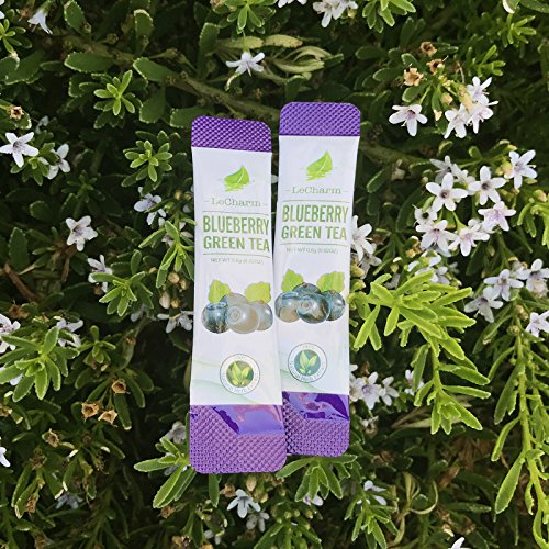 Blueberry Green Instant Tea on the Go LeCharm 100% Natural Tea E...