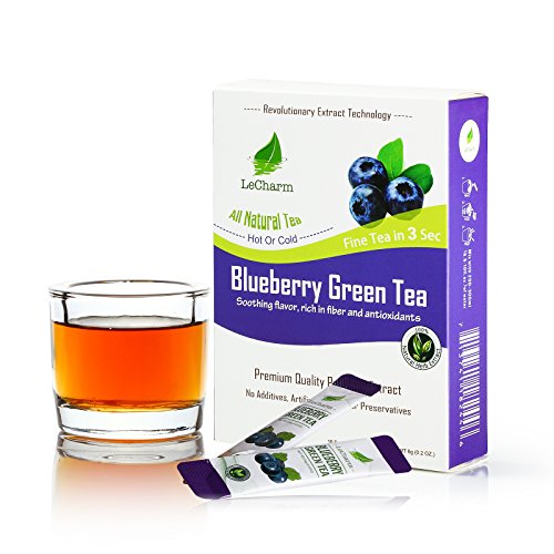 Blueberry Green Instant Tea on the Go LeCharm 100% Natural Tea E...