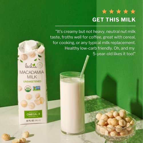 Lechia – Macadamia Milk, Unsweetened, 32Oz Pack Of 6, Free Of: