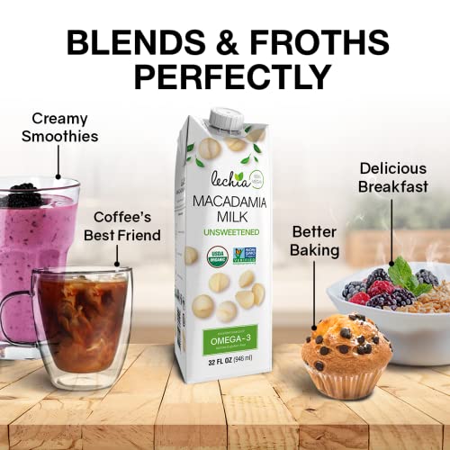 Lechia – Macadamia Milk, Unsweetened, 32Oz Pack Of 6, Free Of: