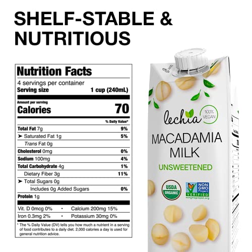 Lechia – Macadamia Milk, Unsweetened, 32Oz Pack Of 6, Free Of: