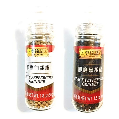 Lee Kum Kee White Peppercorn Grinder 1.8 Oz And Black Peppercorn
