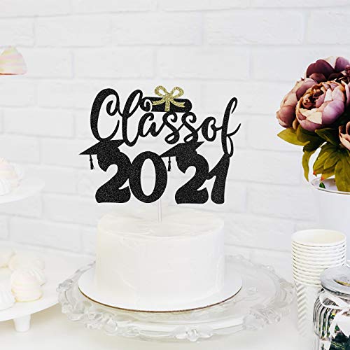 Black Glitter Class Of 2021 Cake Topper - Class Of 2021 Cake Dec