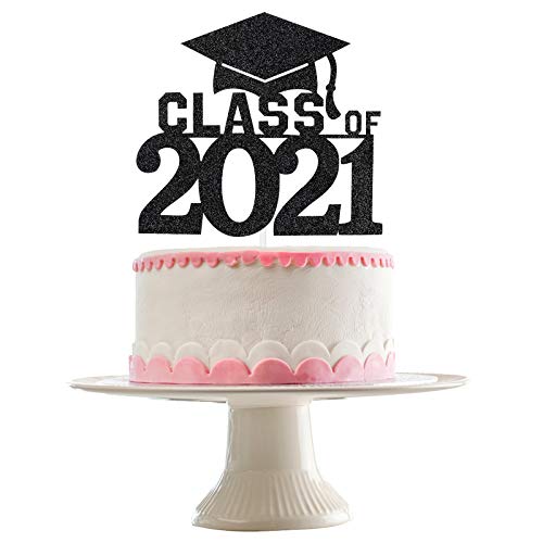 Black Glitter Class Of 2021 Cake Topper - Graduation Cake Topper