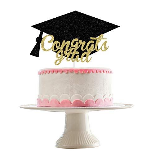 Graduation Cake Topper 2021- Congrats Grad Cake Topper Glitter,