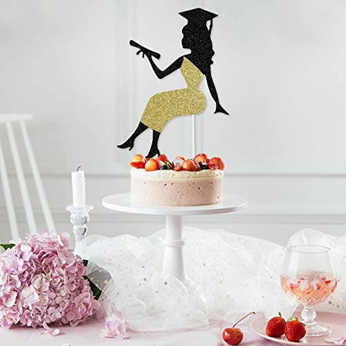 Graduation Cake Topper 2021- Glitter Graduation Girl Cake Topper