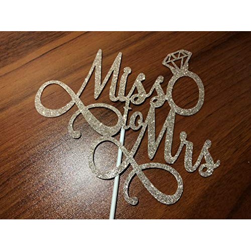 Glittery Miss To Mrs Cake Topper For Engagement Party Bacheloret