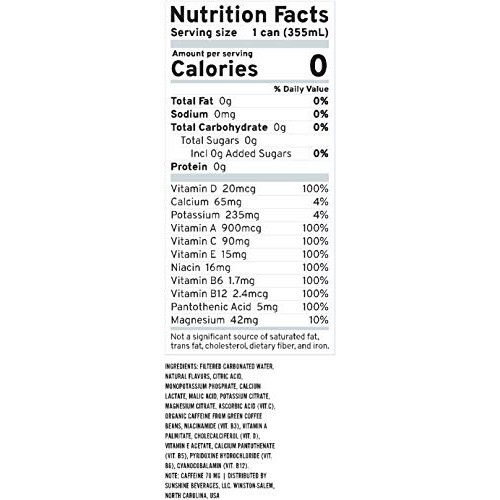 Sunshine Sparkling Energy Waters, Lotus Pear, Natural Caffeine,