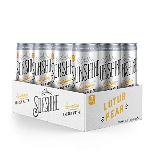 Sunshine Sparkling Energy Waters, Lotus Pear, Natural Caffeine,