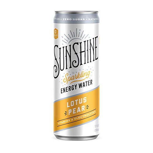 Sunshine Sparkling Energy Waters, Lotus Pear, Natural Caffeine,