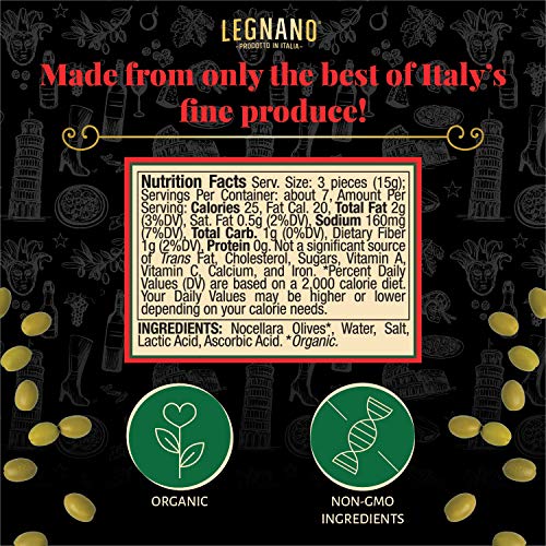 Organic Green Nocellara Olives By Legnano | Authentic Italian Ol