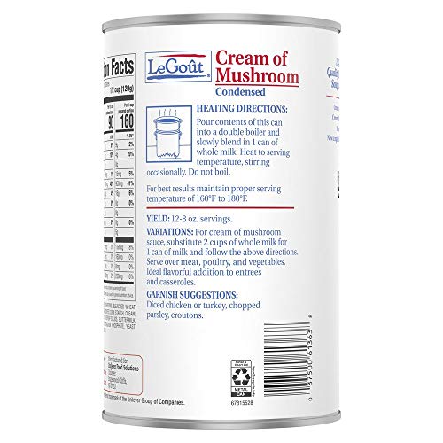 Legout Cream Of Mushroom Condensed Canned Soup, 0G Trans Fat, 50