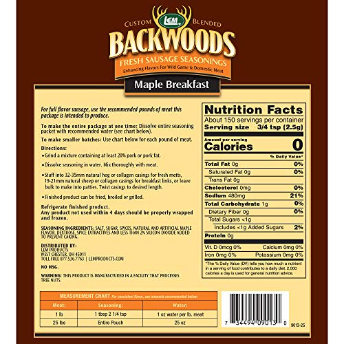 Lem Backwoods Maple Breakfast Fresh Sausage Seasoning