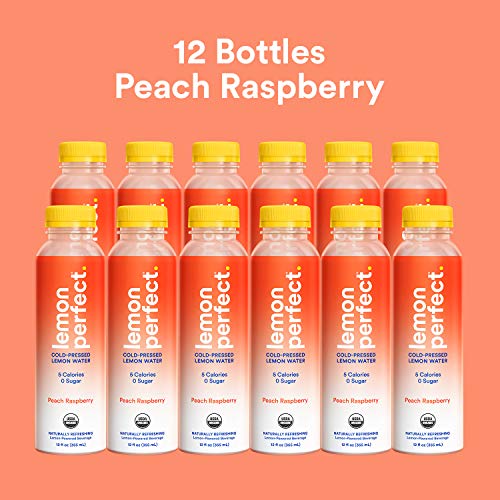 Lemon Perfect, Organic Cold-Pressed Lemon Water, Peach Raspberry