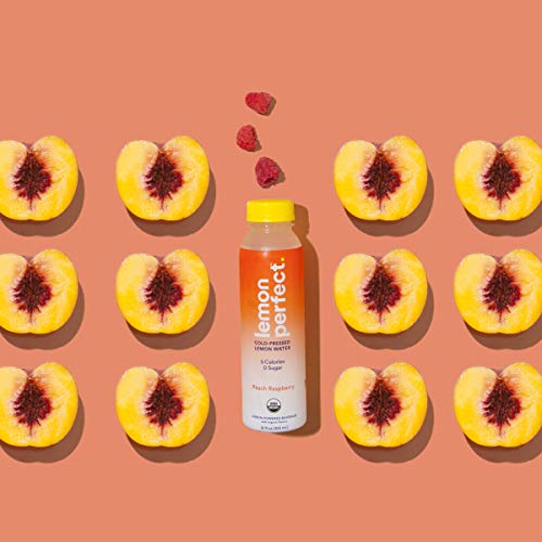 Lemon Perfect, Organic Cold-Pressed Lemon Water, Peach Raspberry