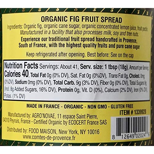 Les Comtes De Provence Organic Fig Fruit Spread Jam Made In Fran