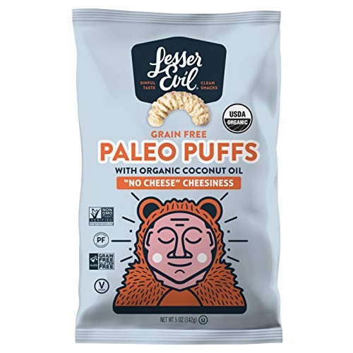 Lesserevil Organic No Cheddar Paleo Puffs, 5 Oz
