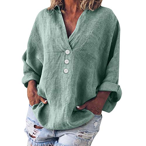 Linen Shirts For Women Summer Plus Size Women Fashion Solid Casu