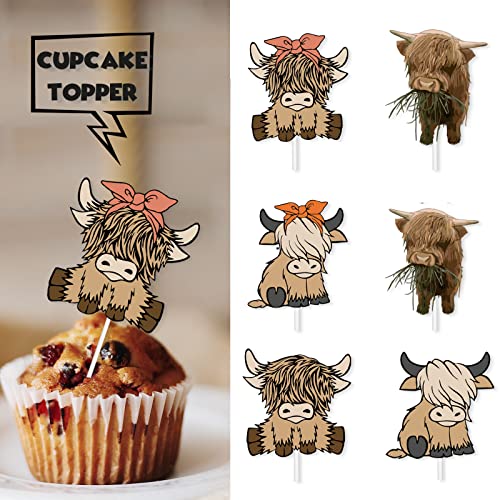 18pcs Brown Glitter Cow Dessert Cupcake Topper Cheer to Country ...