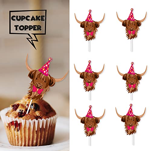 18pcs Brown Glitter Cow Head Dessert Cupcake Topper Country West...
