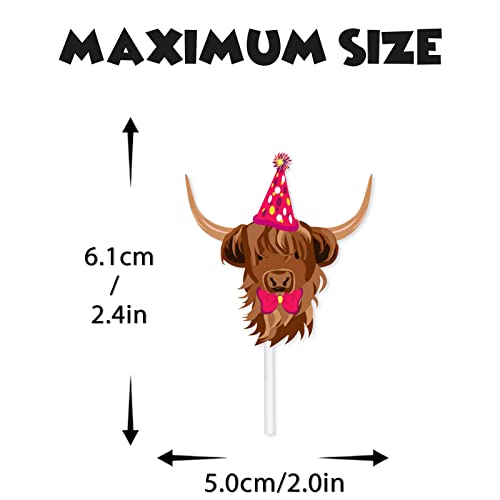 18pcs Brown Glitter Cow Head Dessert Cupcake Topper Country West...