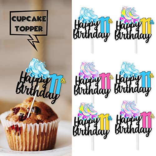 18pcs Colorful Glitter Roller Skates Happy Birthday Dessert Cupc...