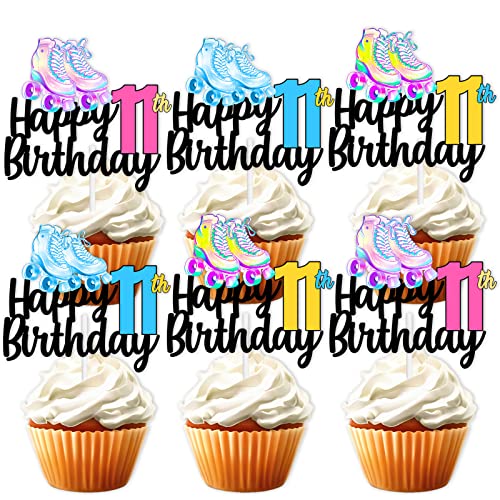 18pcs Colorful Glitter Roller Skates Happy Birthday Dessert Cupc...