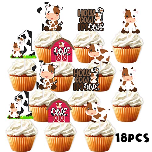 18pcs Glitter Cow Dessert Cupcake Topper Farm Festival Holy Cow ...