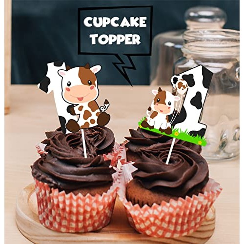 18pcs Glitter Cow Dessert Cupcake Topper Farm Festival Holy Cow ...