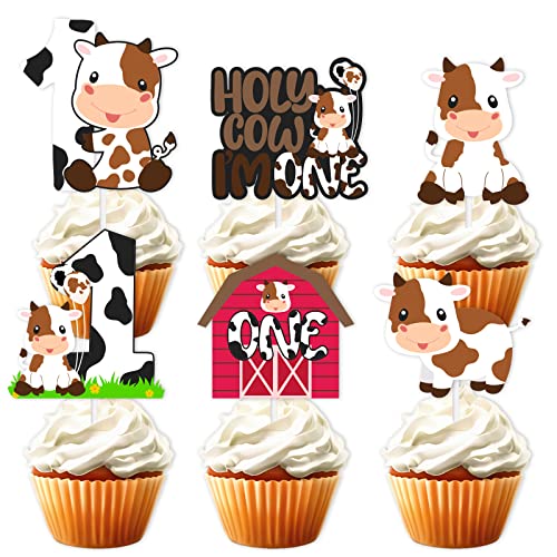 18pcs Glitter Cow Dessert Cupcake Topper Farm Festival Holy Cow ...