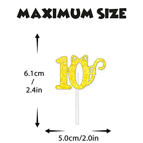 18pcs Gold Glitter 10 Dessert Cupcake Topper Pick for Cute Lovel...