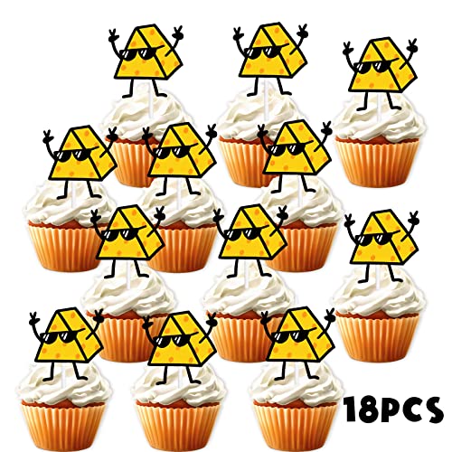 18pcs Gold Glitter Cute Cheese Dessert Cupcake Topper Sweet Donu...