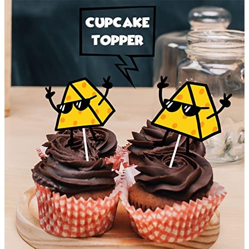 18pcs Gold Glitter Cute Cheese Dessert Cupcake Topper Sweet Donu...