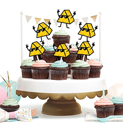 18pcs Gold Glitter Cute Cheese Dessert Cupcake Topper Sweet Donu...