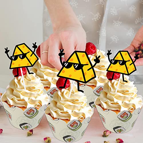 18pcs Gold Glitter Cute Cheese Dessert Cupcake Topper Sweet Donu...