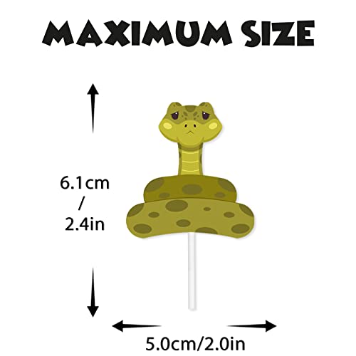 18pcs Green Glitter Dessert Cupcake Reptile Pet Snake Theme Deco...