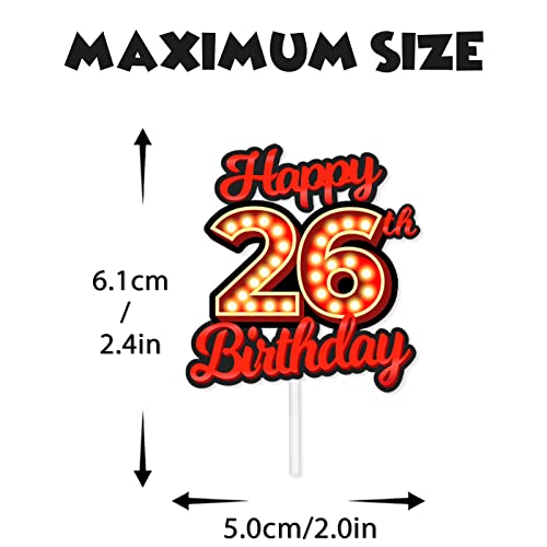 18pcs Happy 26th Birthday Dessert Cupcake Topper Fluorescent Fla...