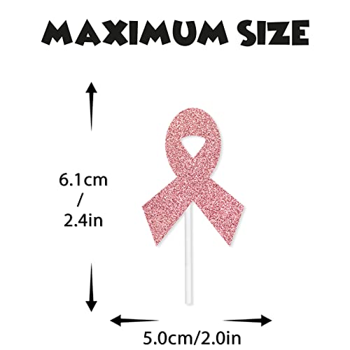 18pcs Pink Black Glitter Dessert Cupcake Topper for Breast Cance...