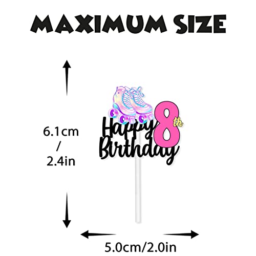 18pcs Pink Glitter Roller Skates Happy Birthday Dessert Cupcake ...