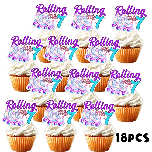 18pcs Purple Glitter Roller Skates Dessert Cupcake Topper 80s 90...