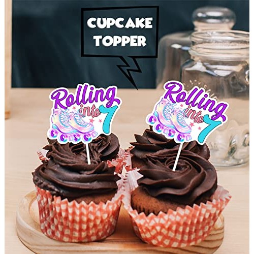 18pcs Purple Glitter Roller Skates Dessert Cupcake Topper 80s 90...