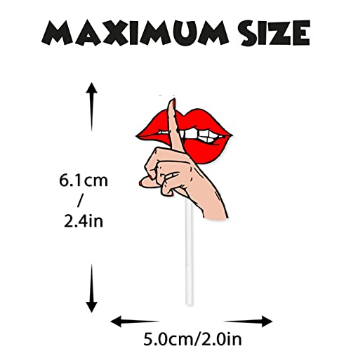 18pcs Red Lip Heel Glitter Dessert Cupcake Topper for Bacheloret...